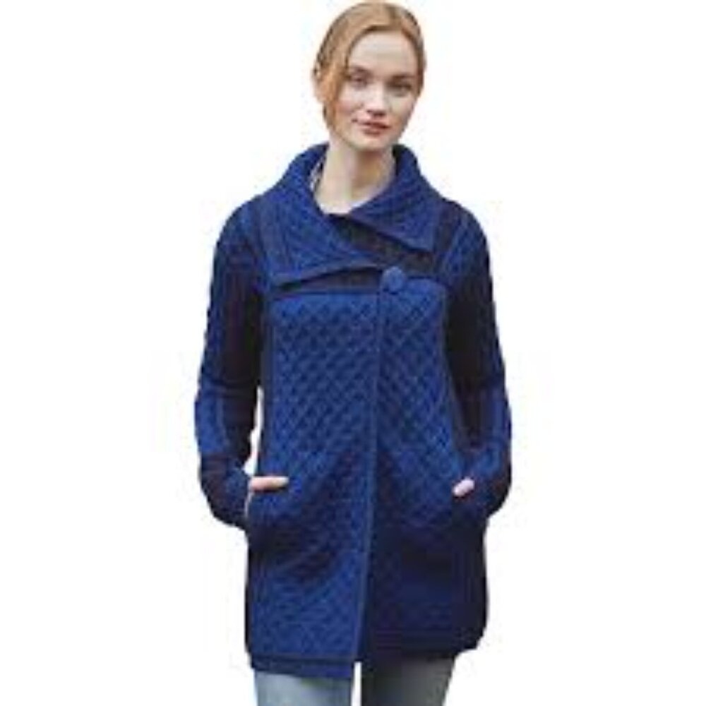 Women's Blue Quilted Sweater